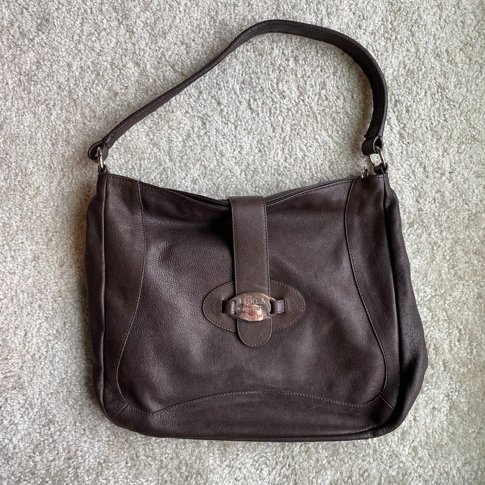 Furla brown leather hobo